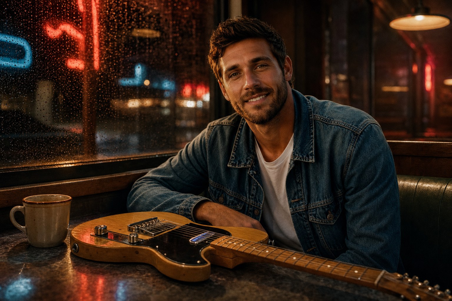 Jesse Cole Beckett in a roadside diner at night, illustrating the modern outlaw country revival
