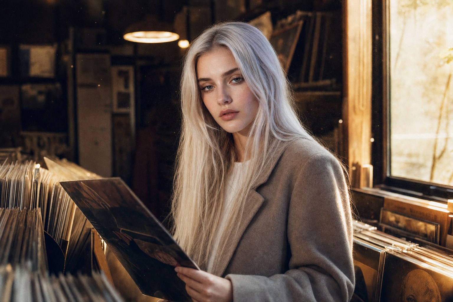Lyra Voss in a Reykjavík record shop, reflecting on Scandinavian electropop 2026