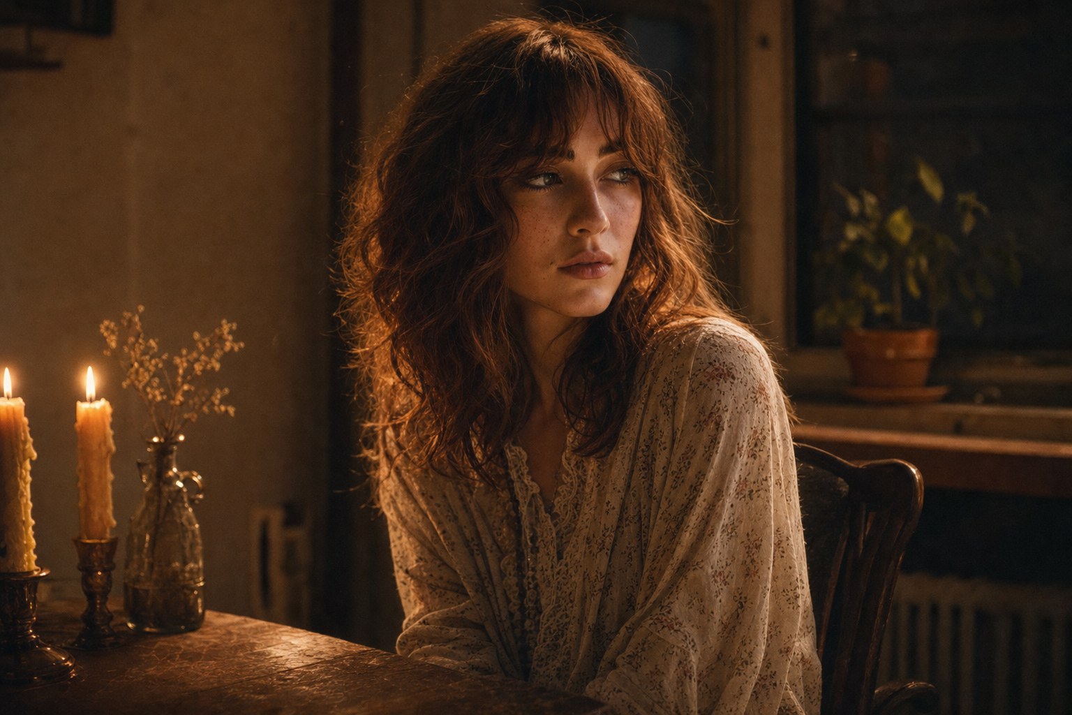 Portrait of Opal Sinclair in candlelight for Velvet by Opal Sinclair, atmospheric R&B debut